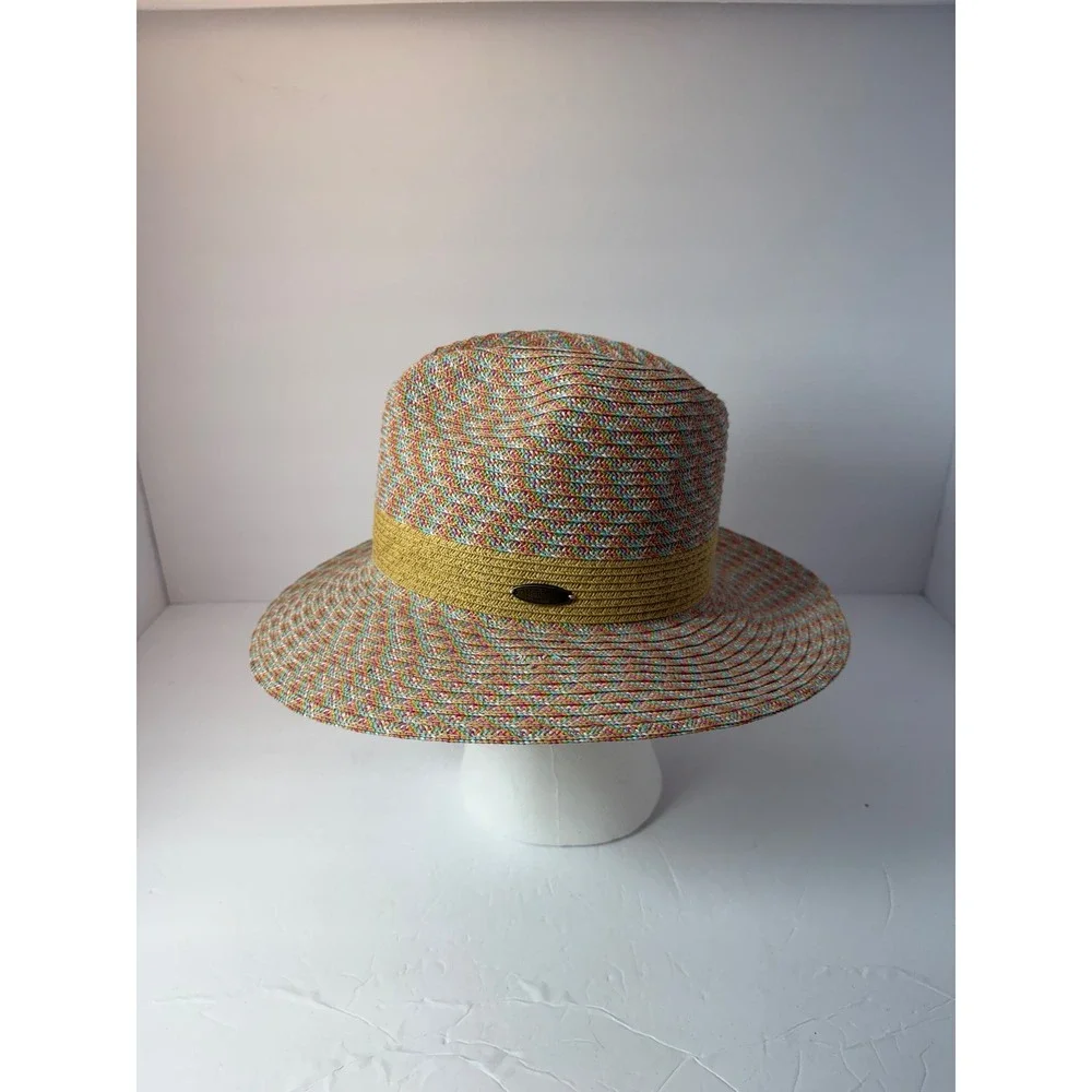 Cappelli Straworld Multicolor Woven Paper Sun‎ Hat Wide Brim Fedora One Size